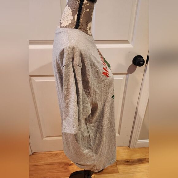 Making Spirits Bright gray graphic holiday Christmas t shirt L - Picture 4 of 4